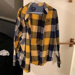 American Eagle plaid button down xl yellow blue